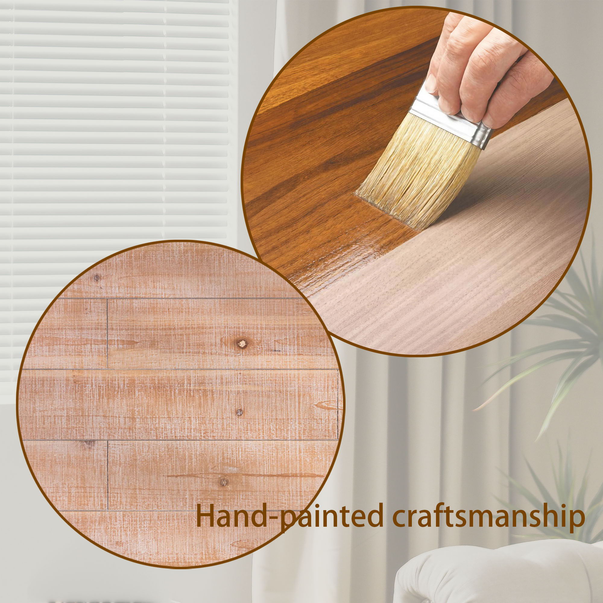 Modern Rustic Coffee Table, Rectangular Center Table For Living Room - Natural Wood Wash / Rustic