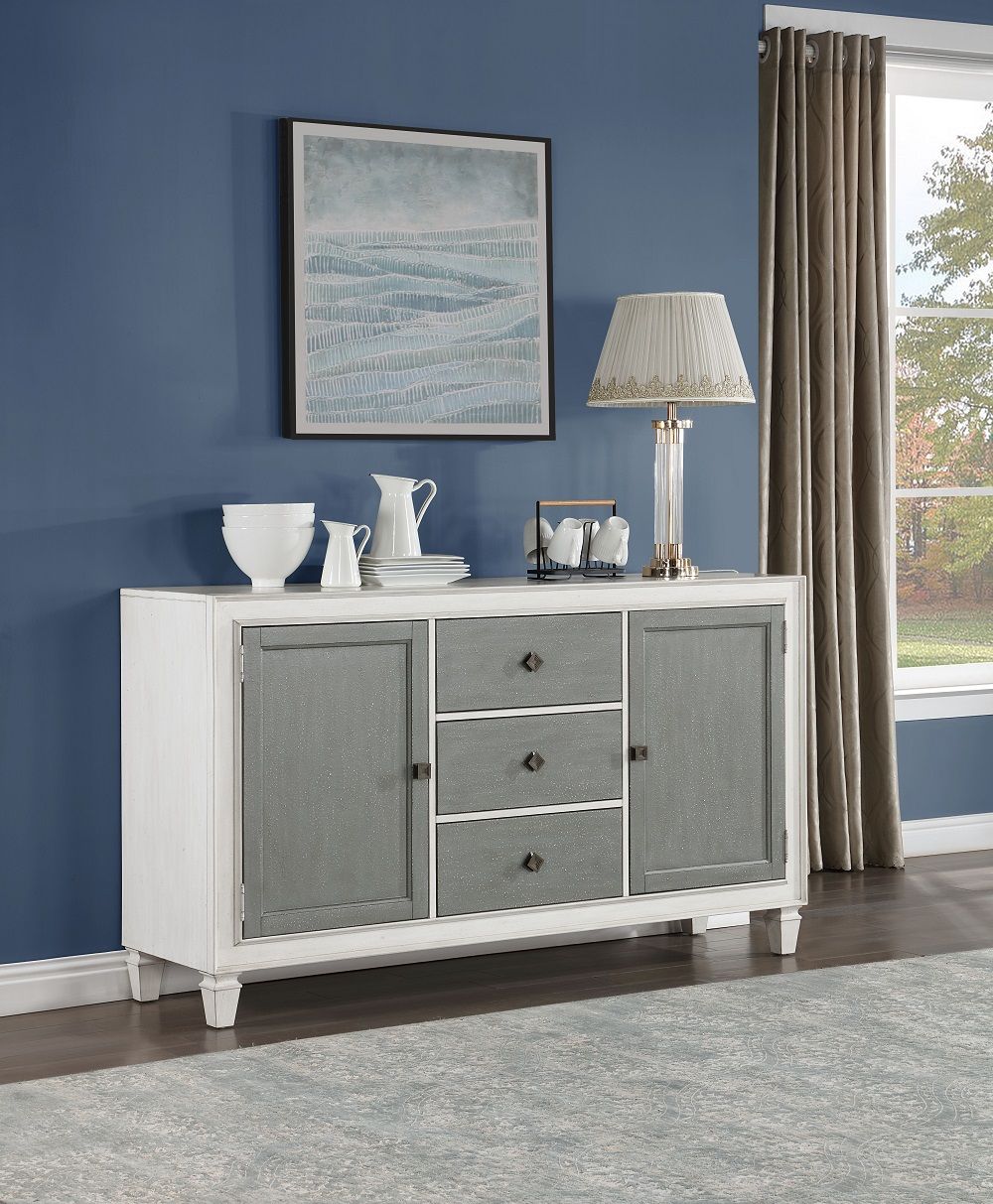 ACME Katia - Server - Rustic Gray & Weathered White | Meri Furniture