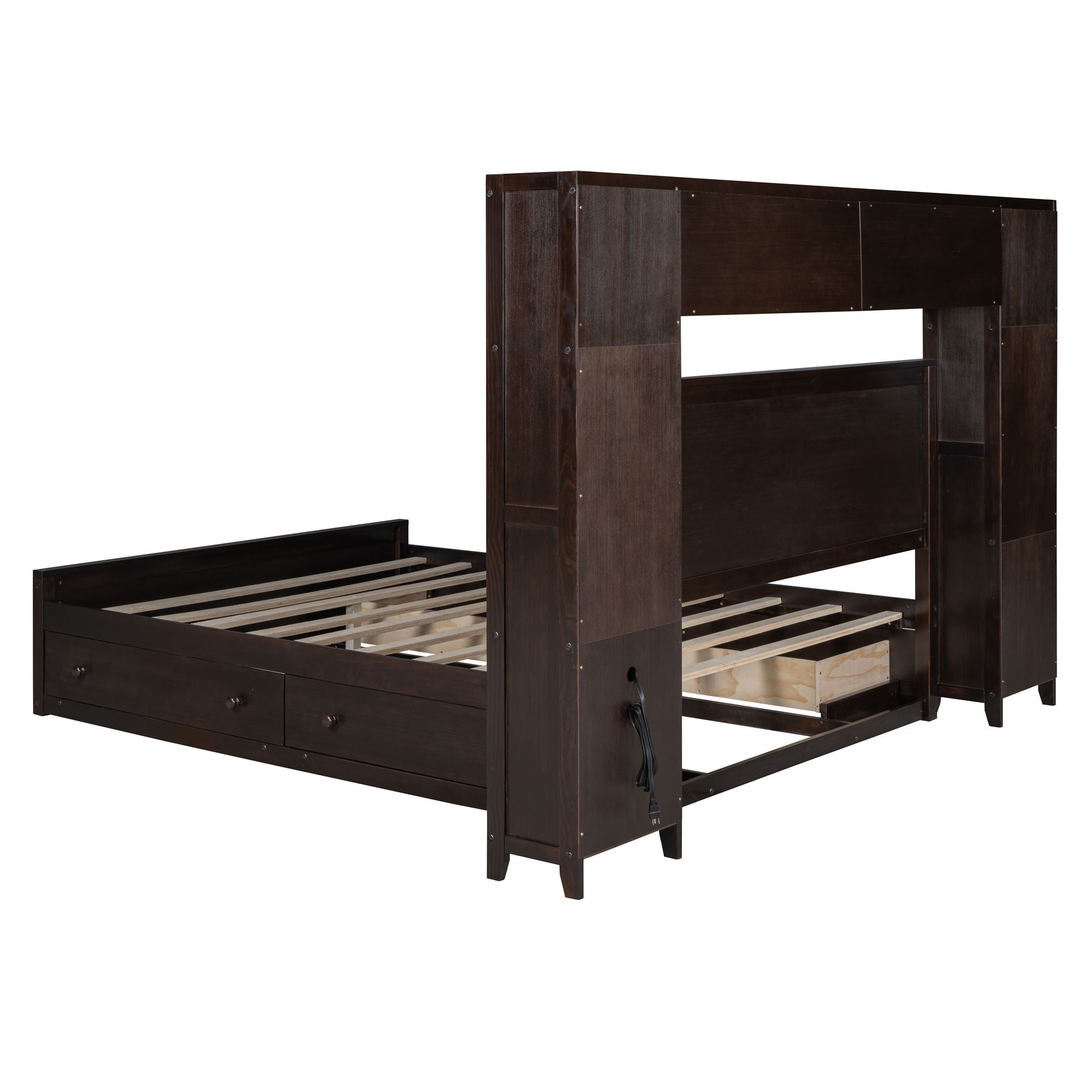 Bed With All In One Cabinet, Shelf And Sockets
