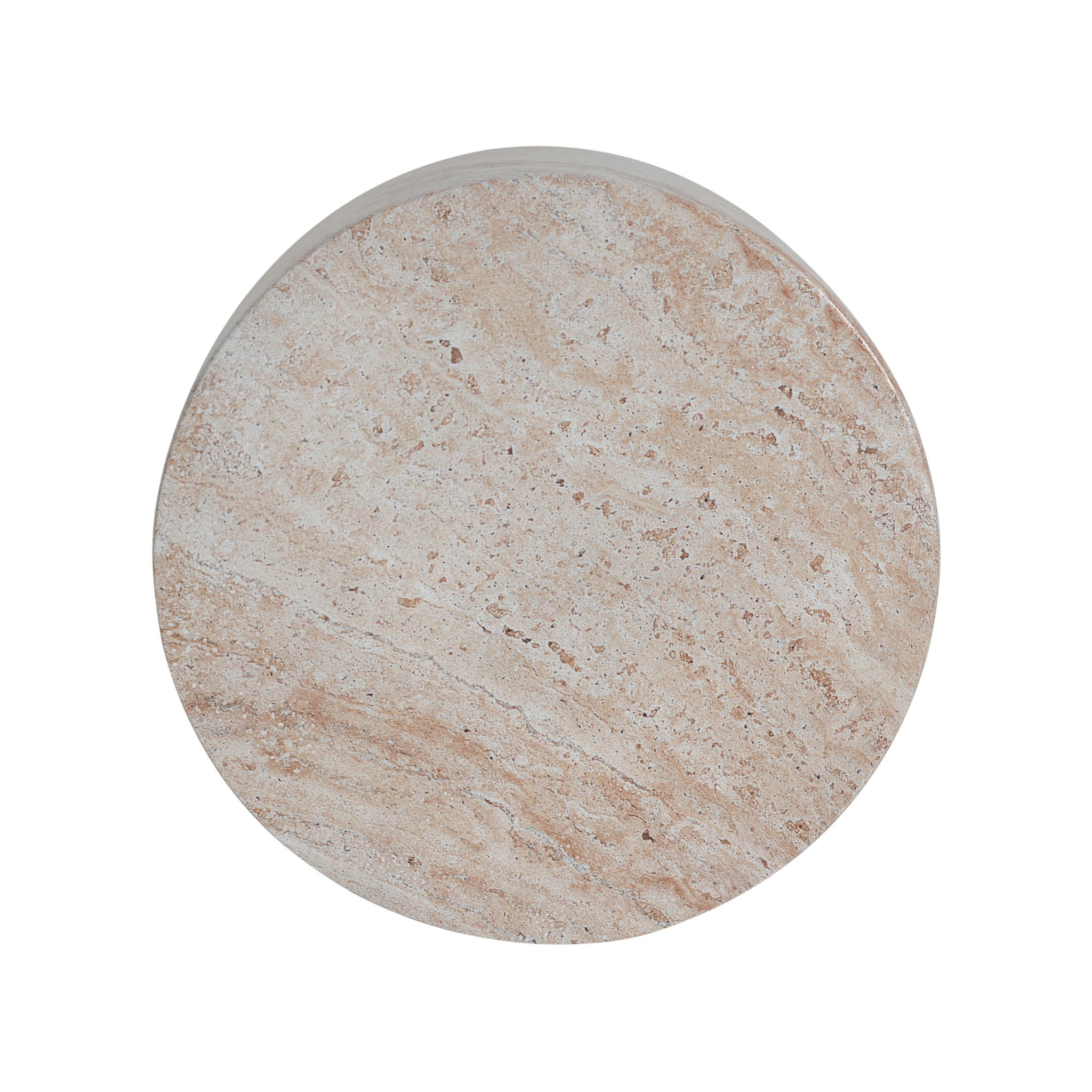 Outdoor / Indoor, Lightweight Concrete Side Table With Travertine - Beige