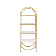 ACME Lightmane - Bookshelf - White High Gloss & Gold | Meri Furniture