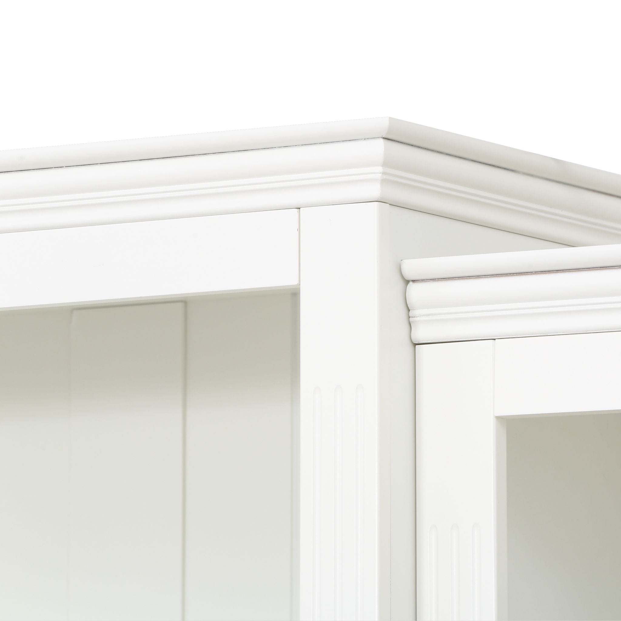 Retro Style Display Bookcase With Adjustable LED Ceiling Light And Tempered Glass Shelves - White