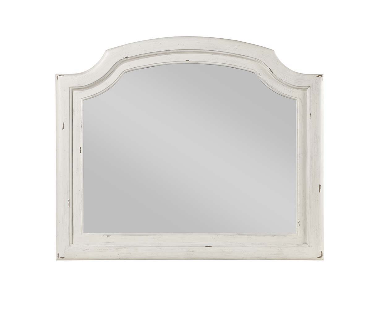 ACME Jaqueline - Mirror - Light Gray Linen & Antique White Finish | Meri Furniture
