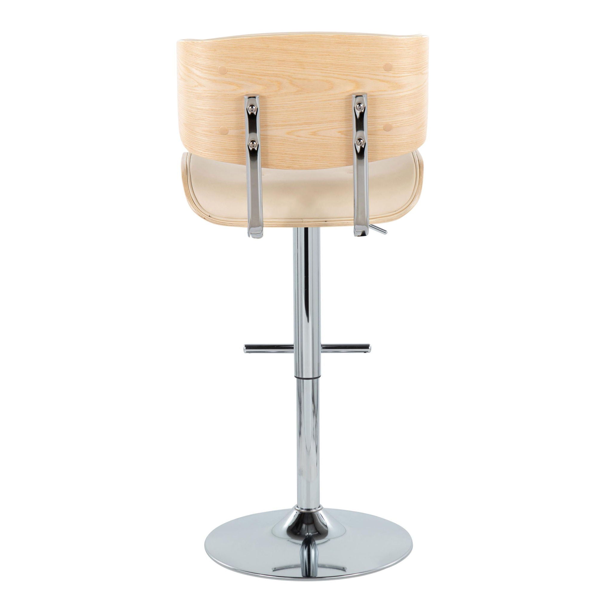 Lombardi - Contemporary Adjustable Barstool With Swivel With Straight T Footrest (Set of 2)