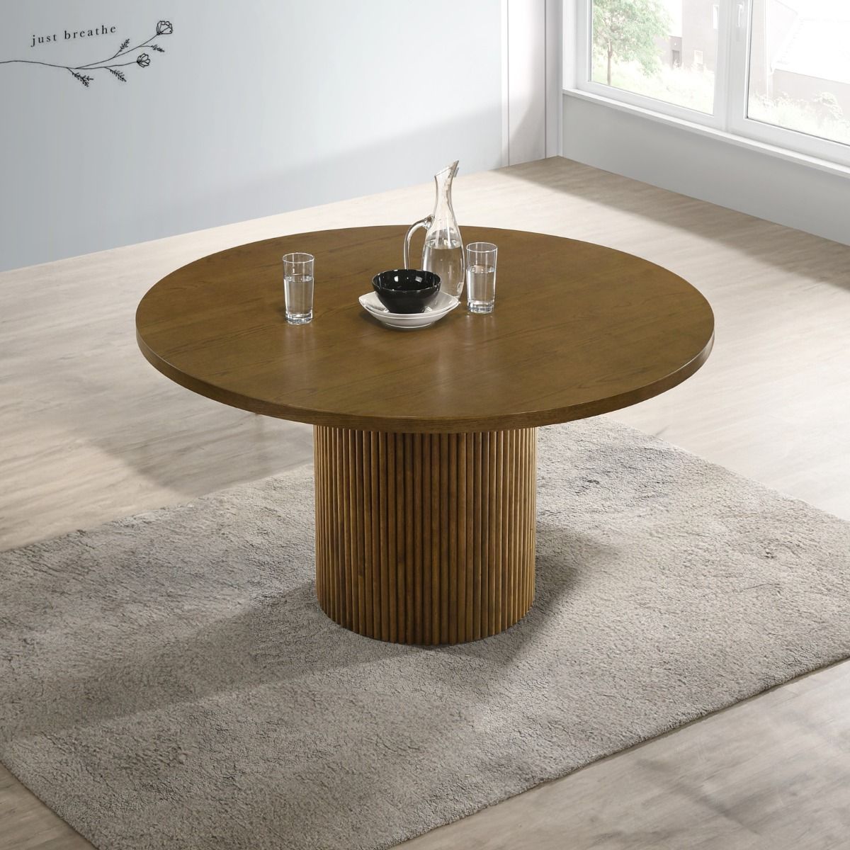ACME Hezrai - Round Dining Table - Light Brown | Meri Furniture