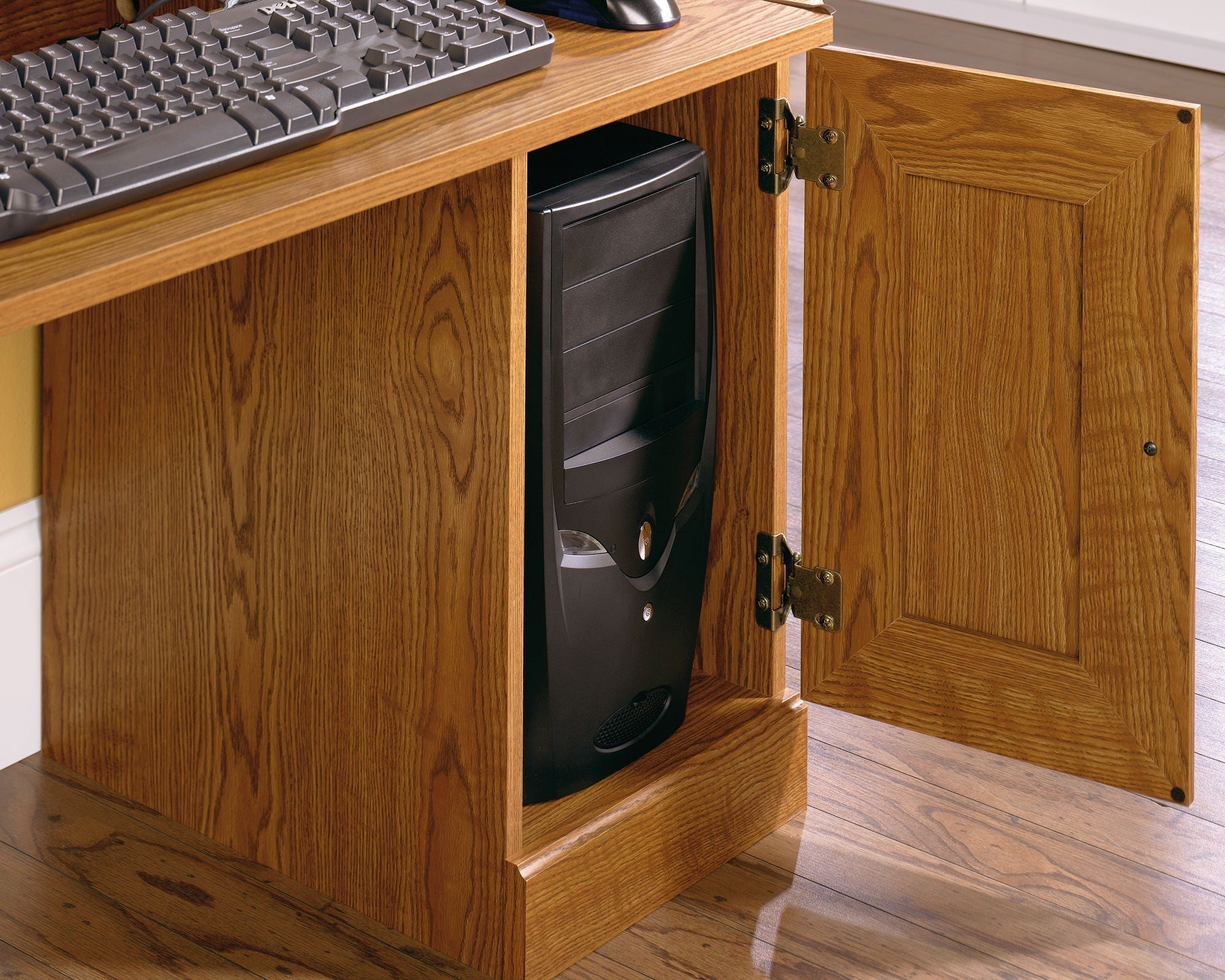 Computer Desk With Hutch in Carolina Oak