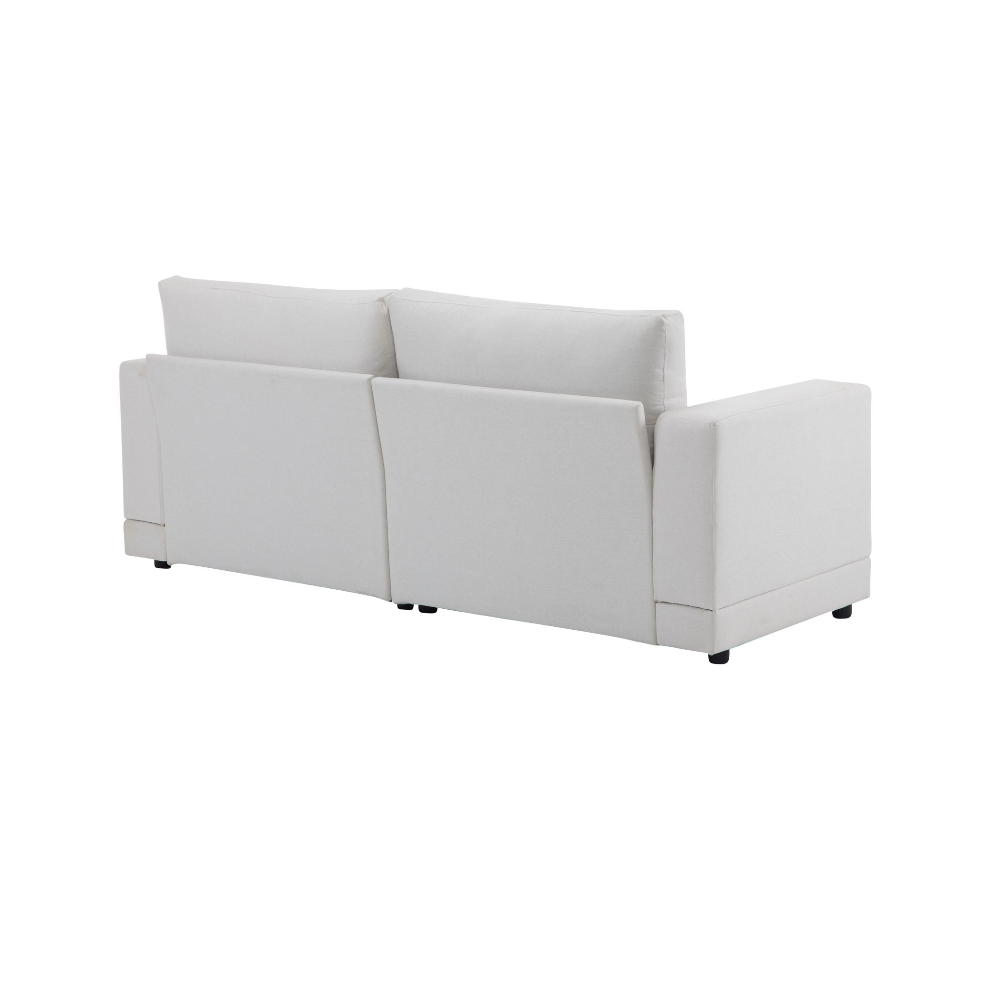 Modern Square Arm Sofa With Soft Fabric Upholstery, Deep Cushions