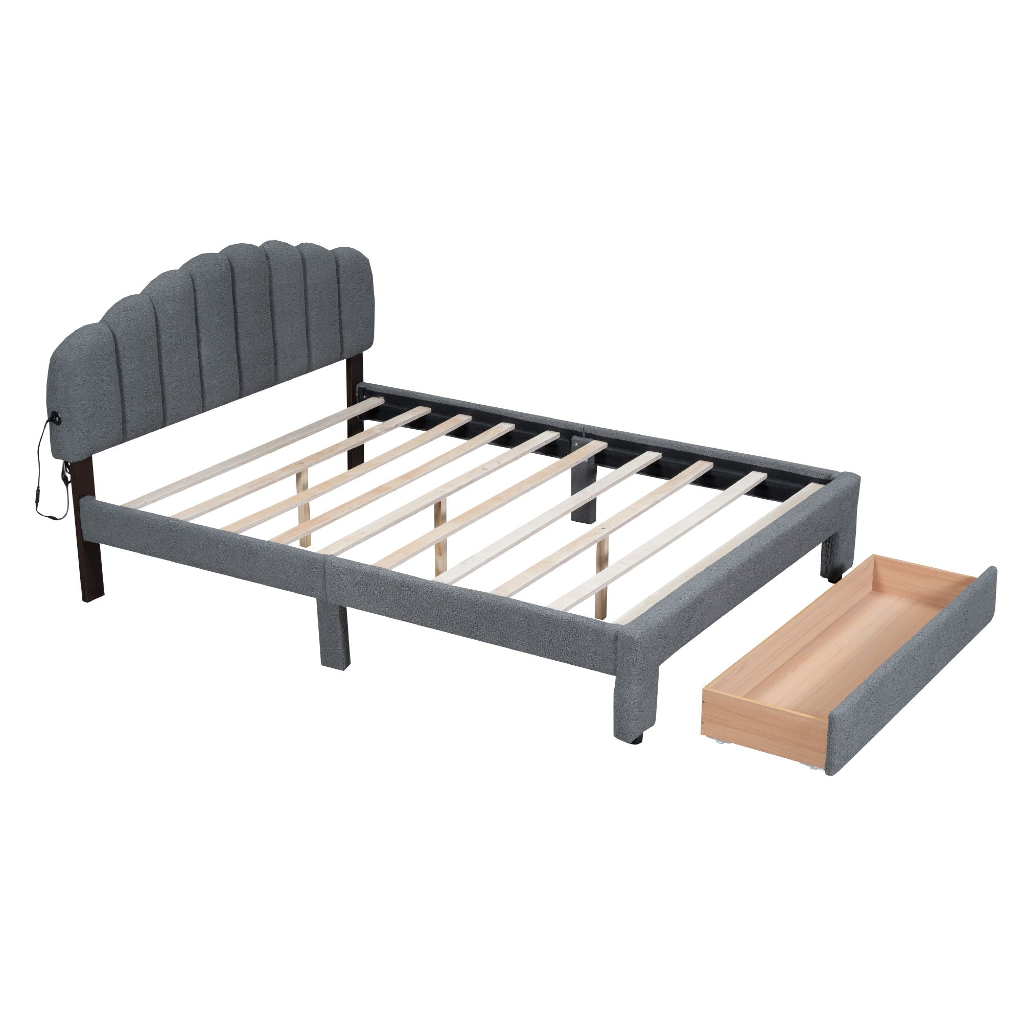 Upholstered Platform Bed With Drawer