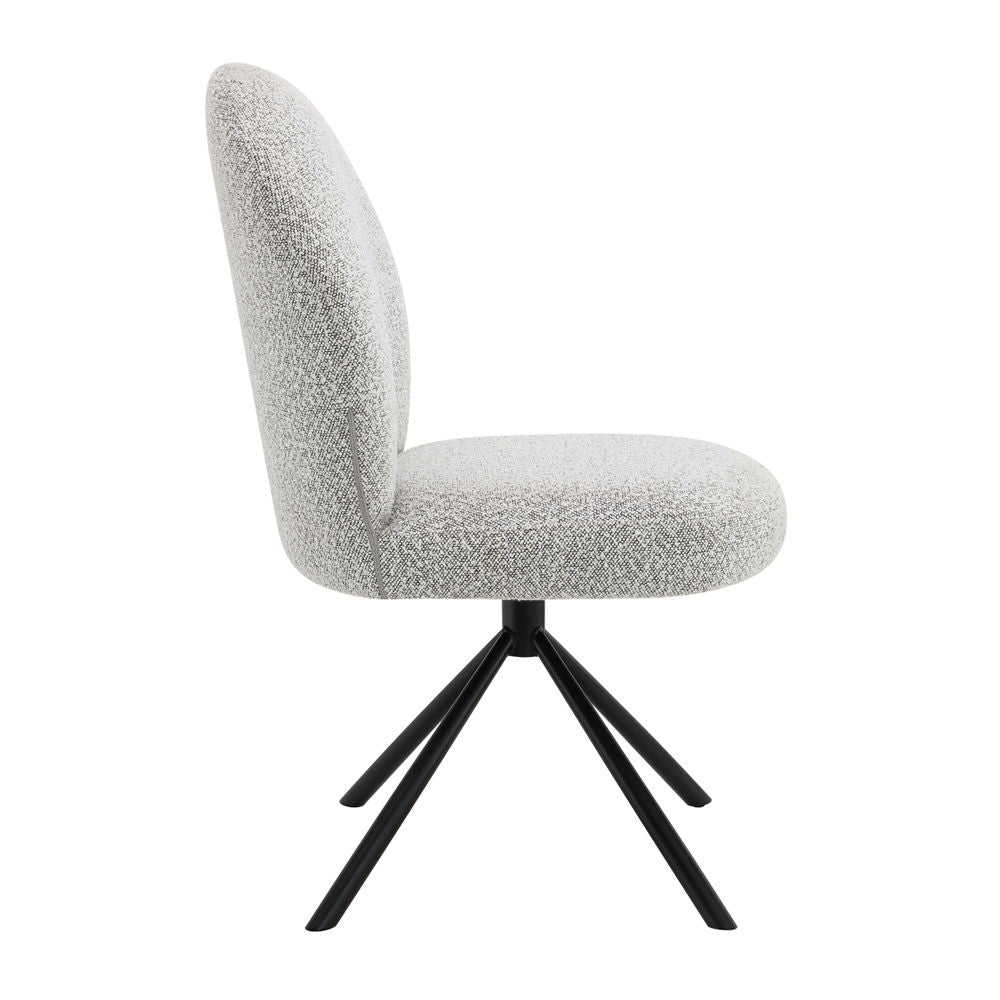 ACME Lawton - Side Chair With Swivel (Set of 2) - Gray Boucle & Black Finish | Meri Furniture