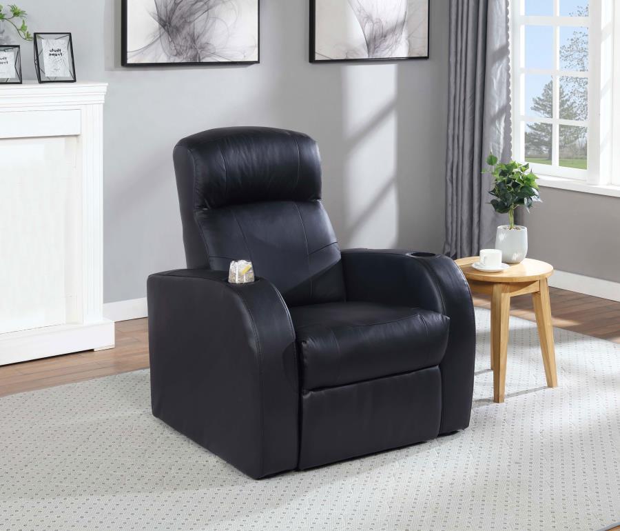 Coaster Fine Furniture Cyrus - Upholstered Track Arm Recliner - Black | Meri Furniture