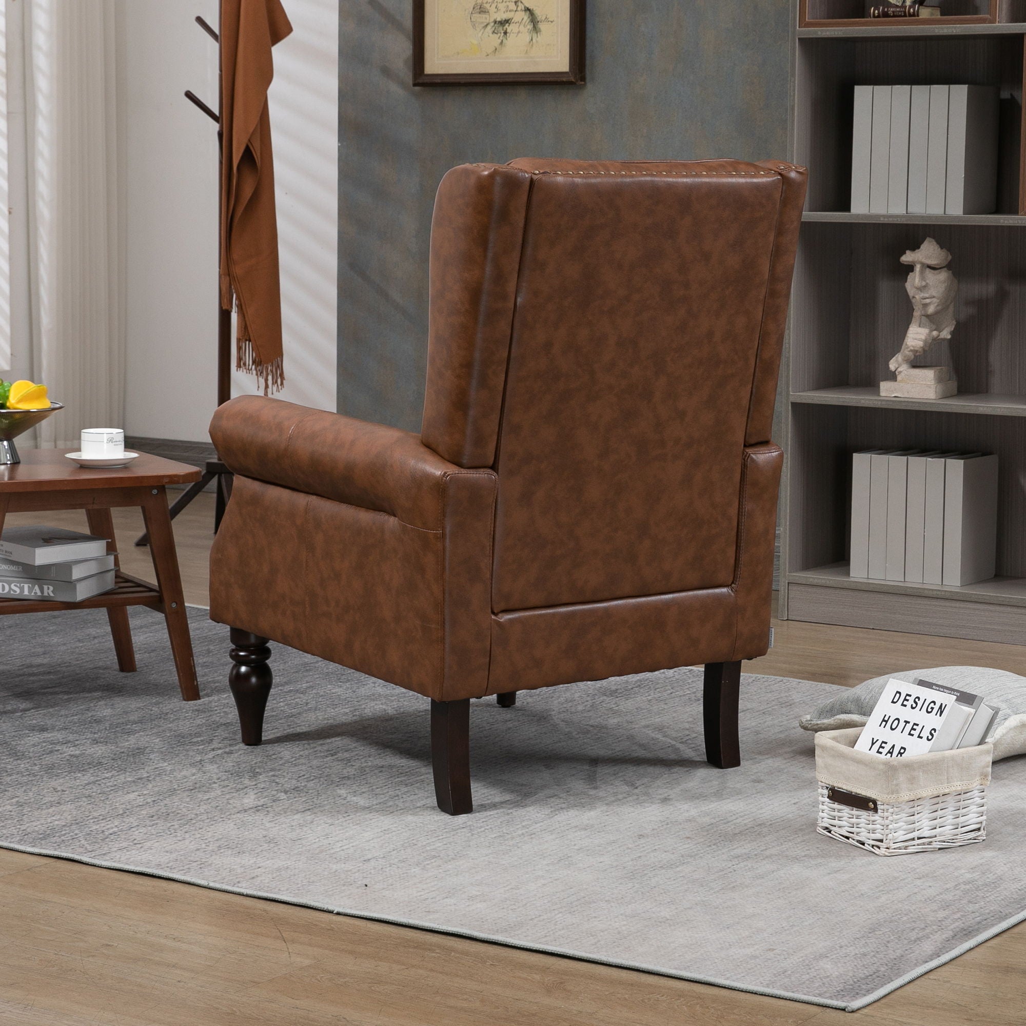Modern Accent Armchair With Sturdy Wood Legs