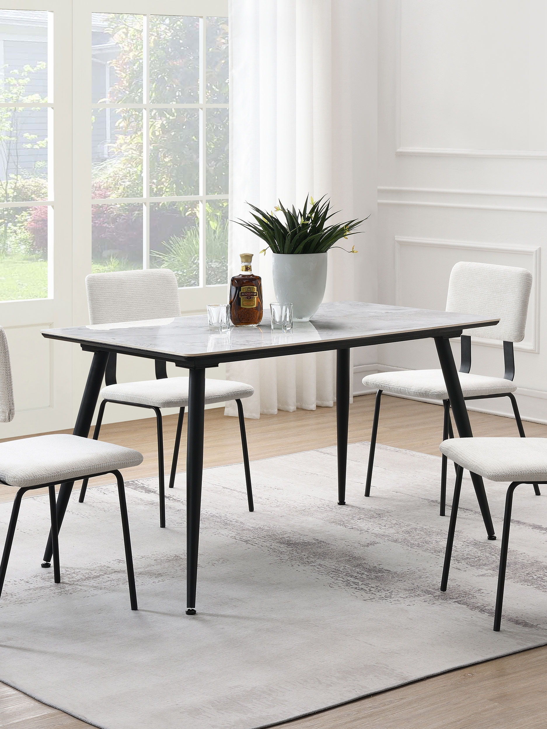 Coaster Fine Furniture Dennison - Rectangular Ceramic Top Dining Table Gray - Gray Marble | Meri Furniture