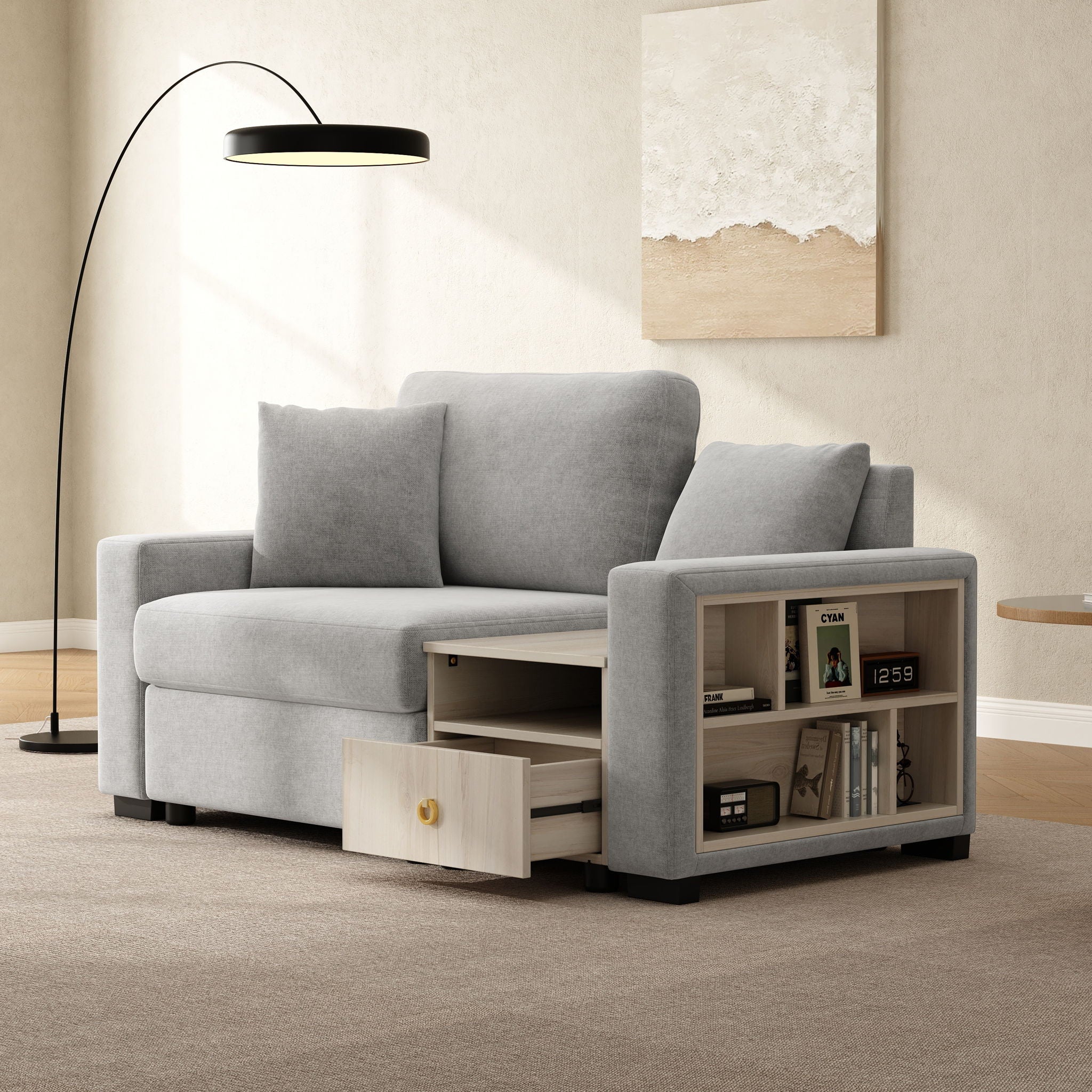 Modular Sofa Couch With Storage Armrest And Center Console