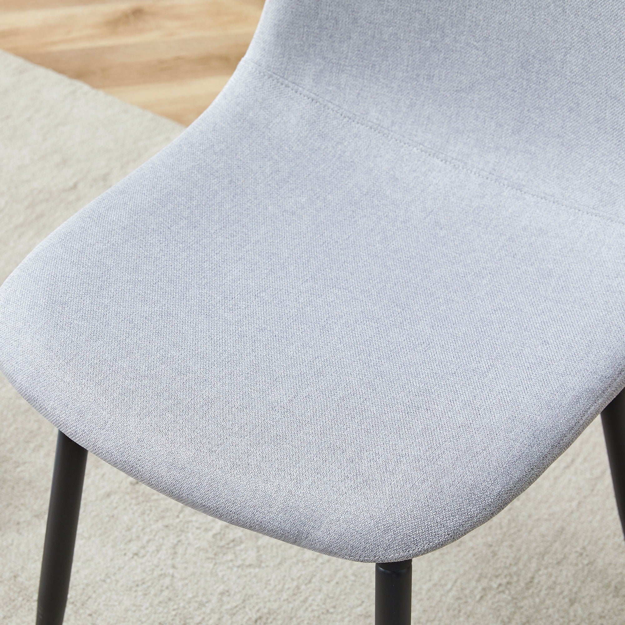 Modern Medieval Style Cushioned Side Chairs Set With Black Metal Legs For Kitchens