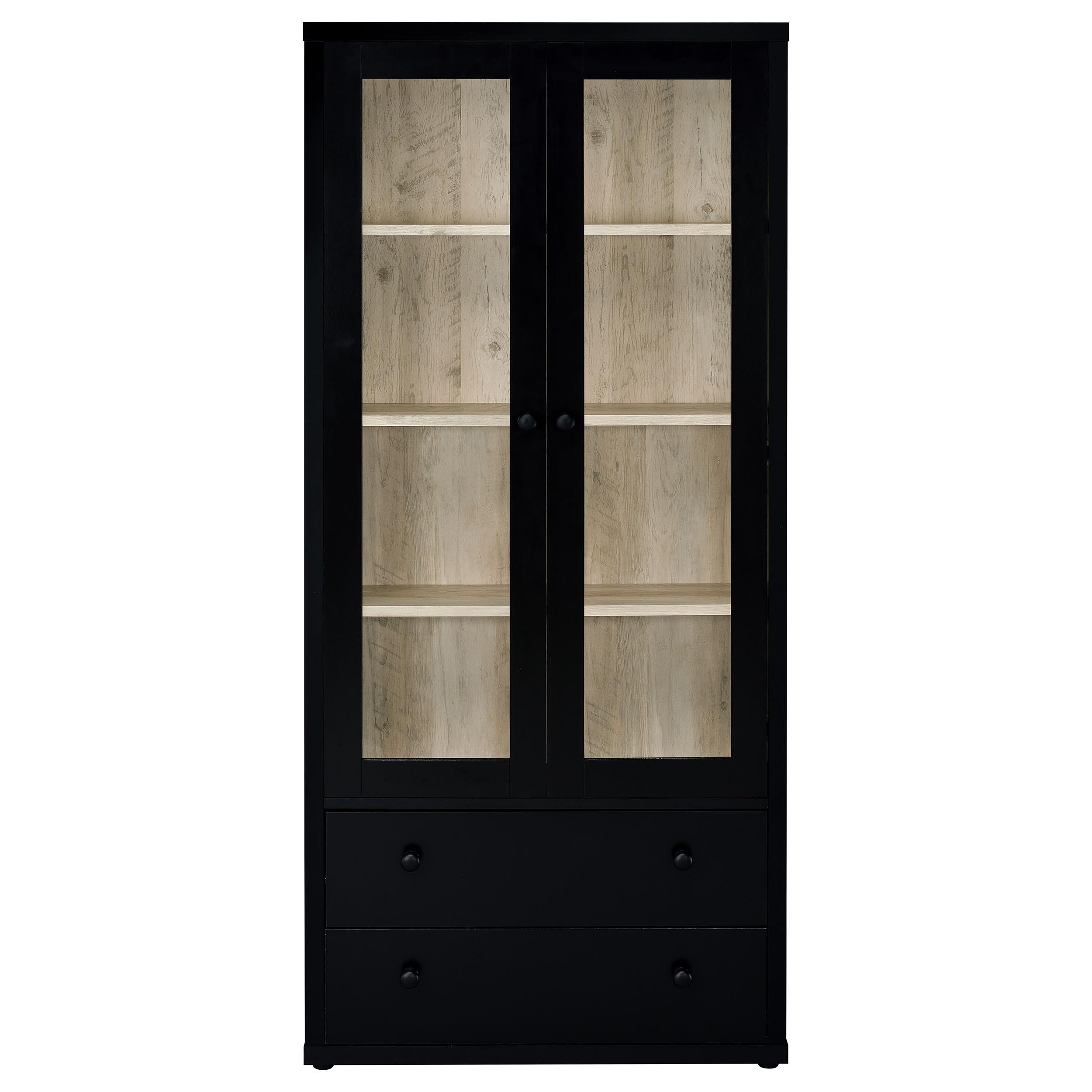 Coaster Fine Furniture Hawthorne - 4-Shelf Glass Door Tall Cabinet With Drawers | Meri Furniture