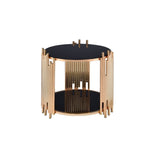 Tanquin - End Table - Gold & Black Glass