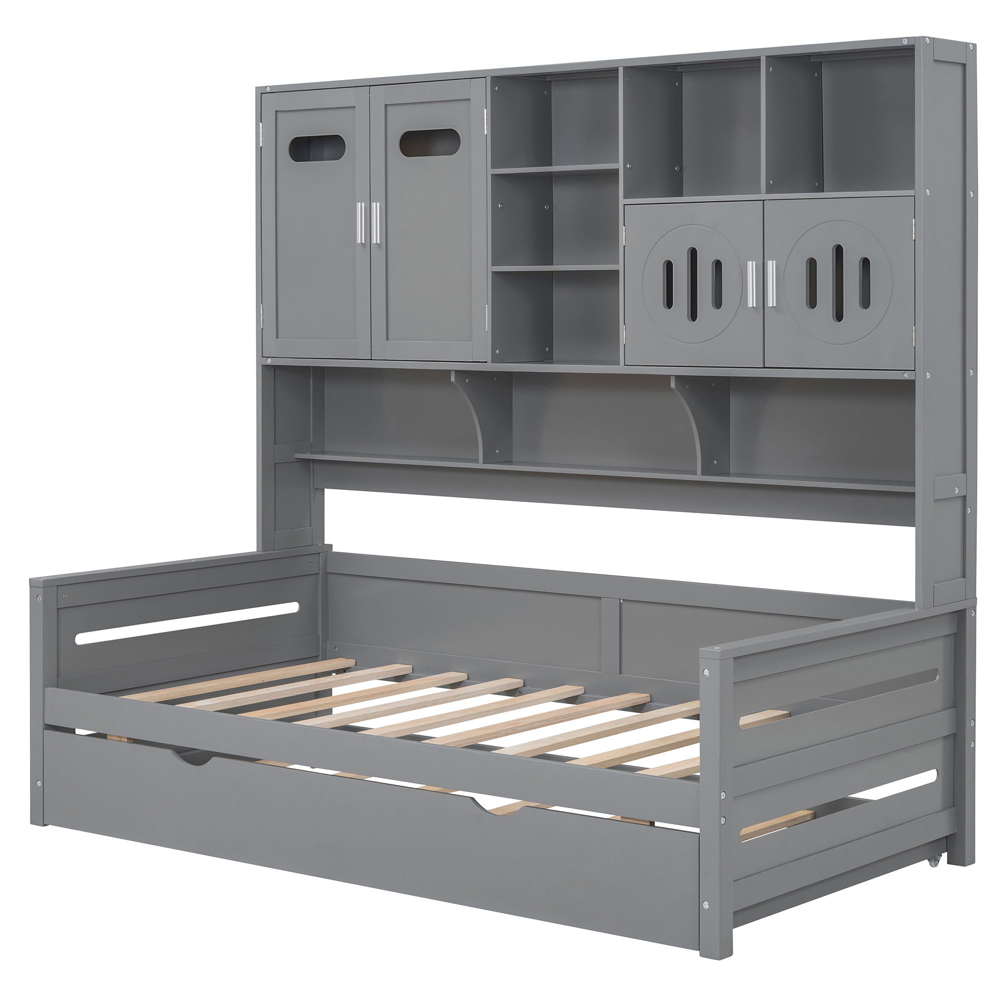 Daybed With All-In-One Cabinet And Shelf