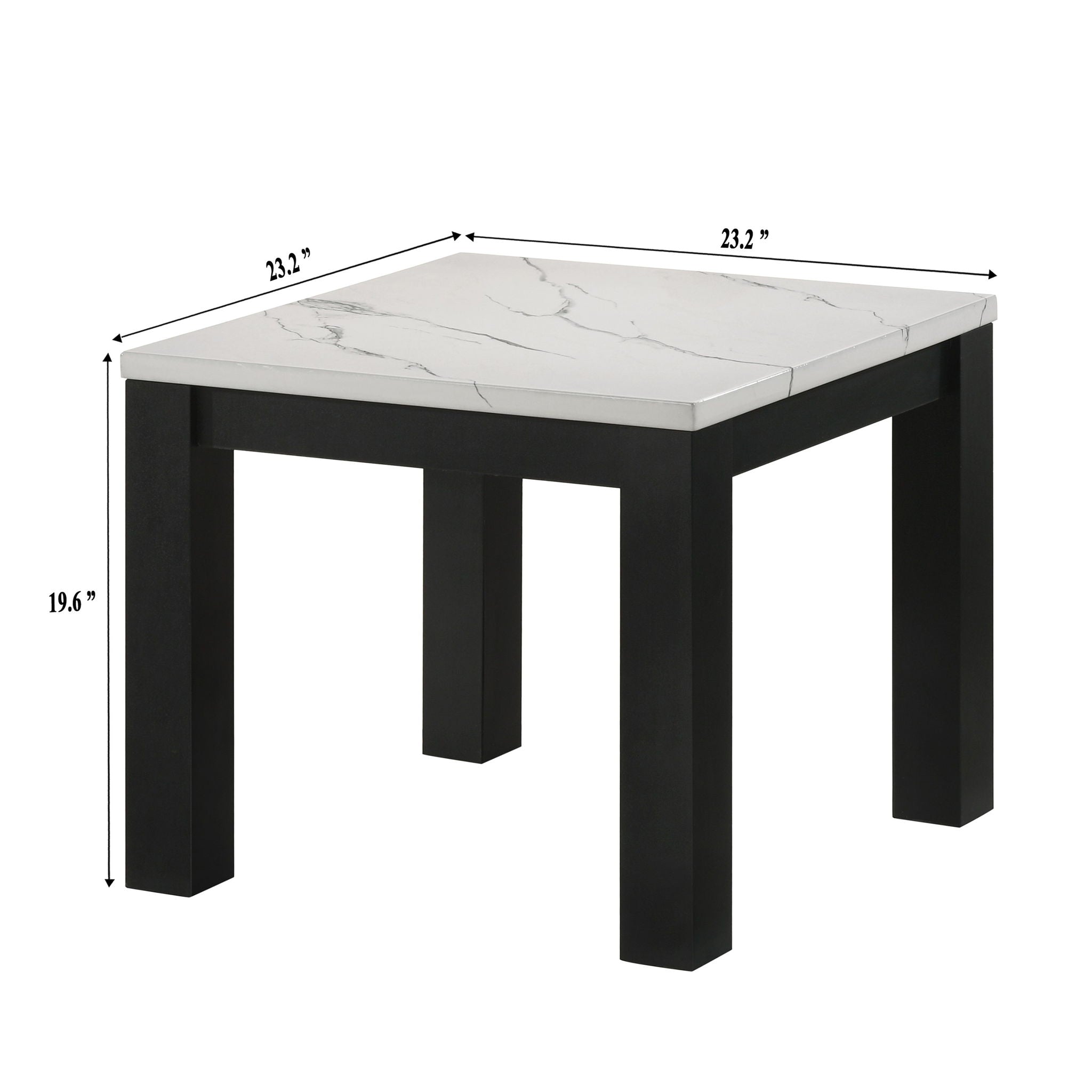 Modern 3 Piece Living Room Table Set With Faux Marble Top Wooden - Black / White