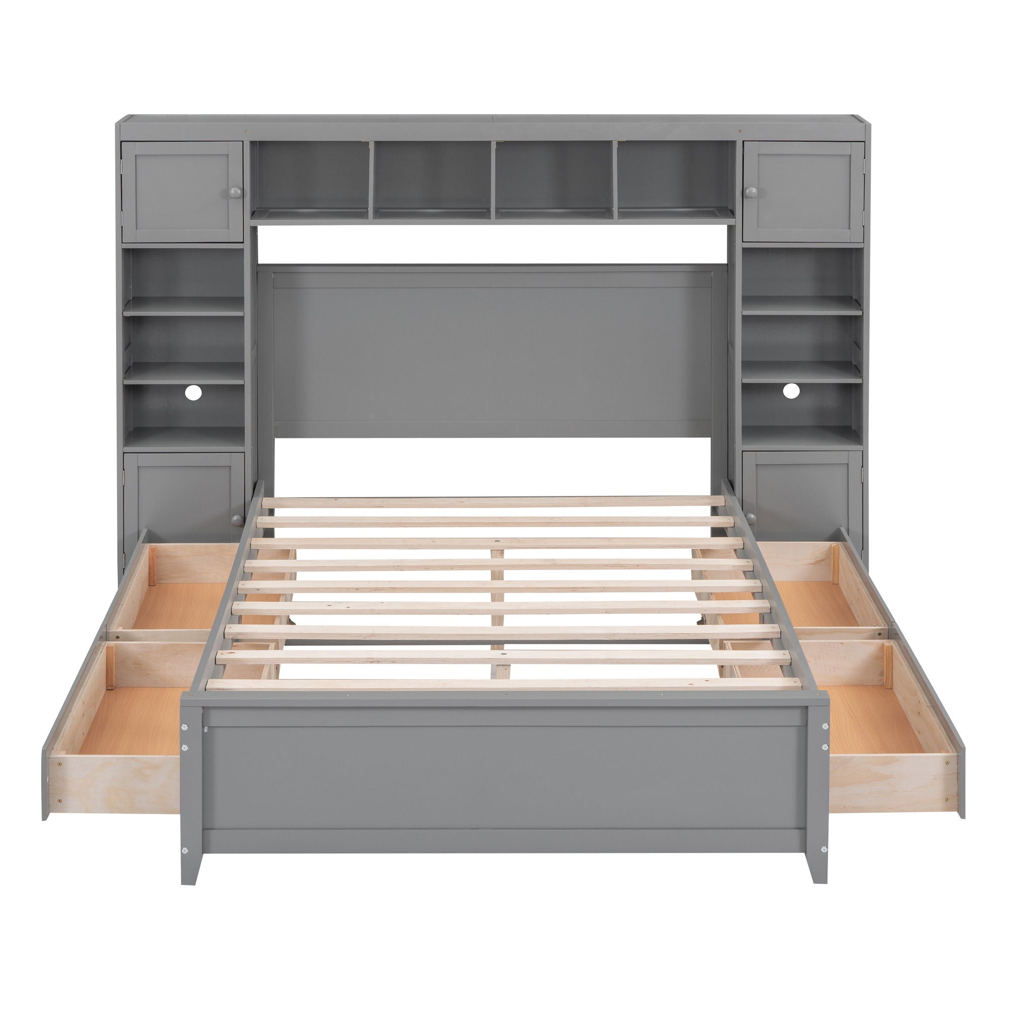 Bed With All In One Cabinet And Shelf