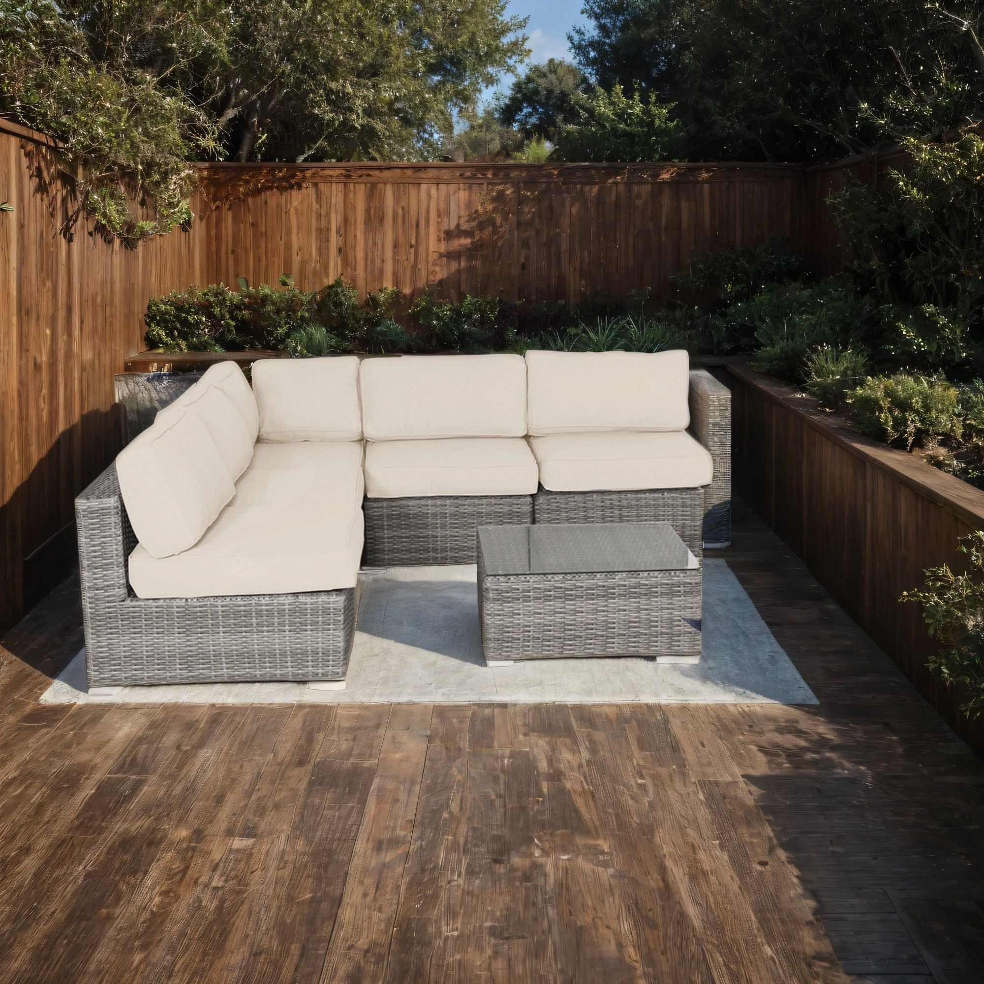 Seating Set With Cushions Handcrafted Wicker Design