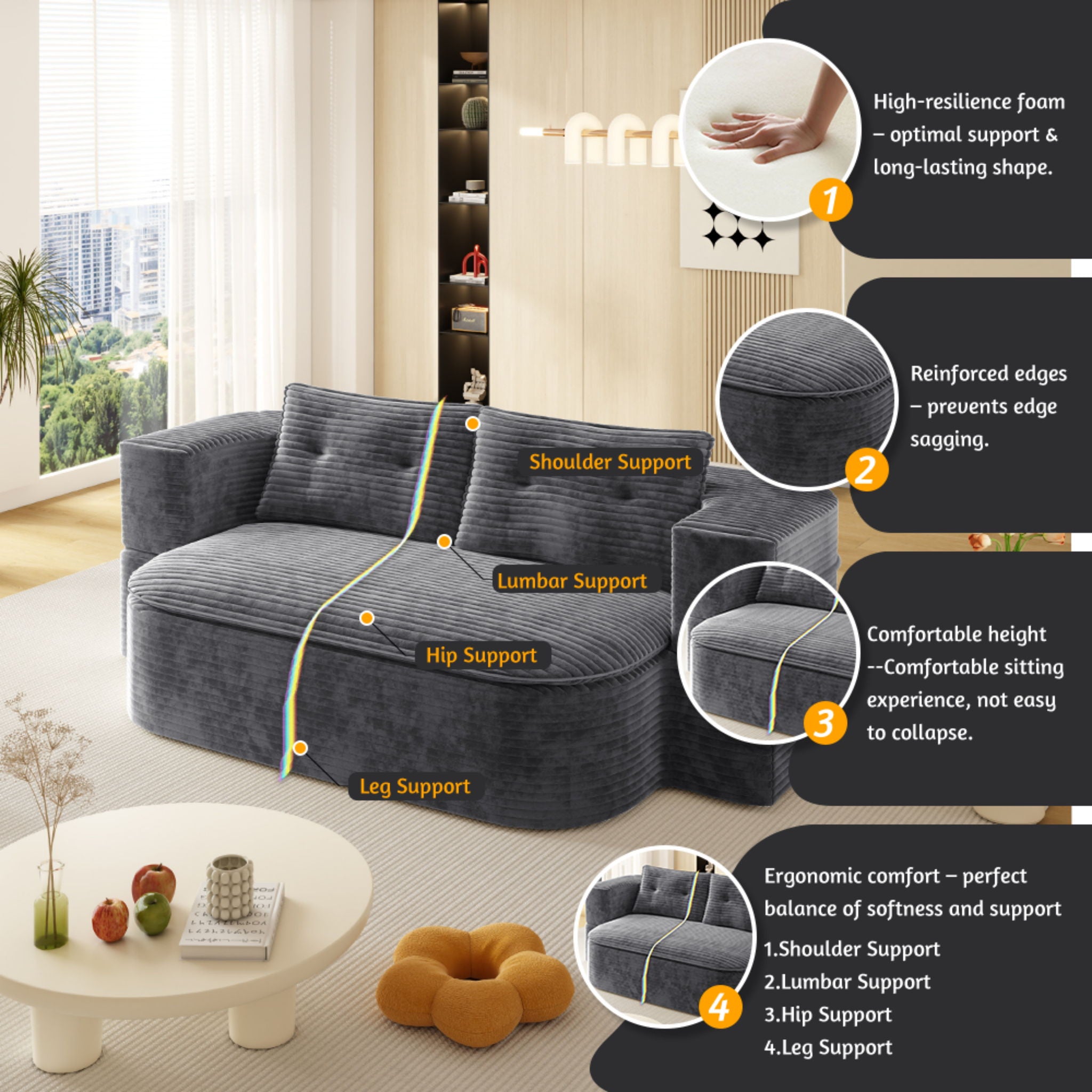 Convertible Floor Sofa Bed With Multi Functional Blanket