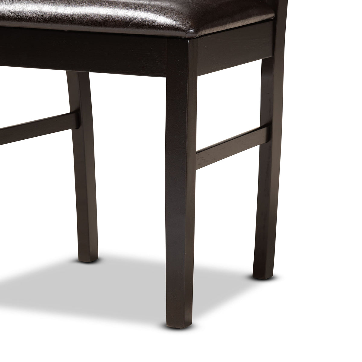 Nada Modern and Contemporary Dark Brown Faux Leather Upholstered and Dark Brown Finished Wood 5-Piece Dining Set