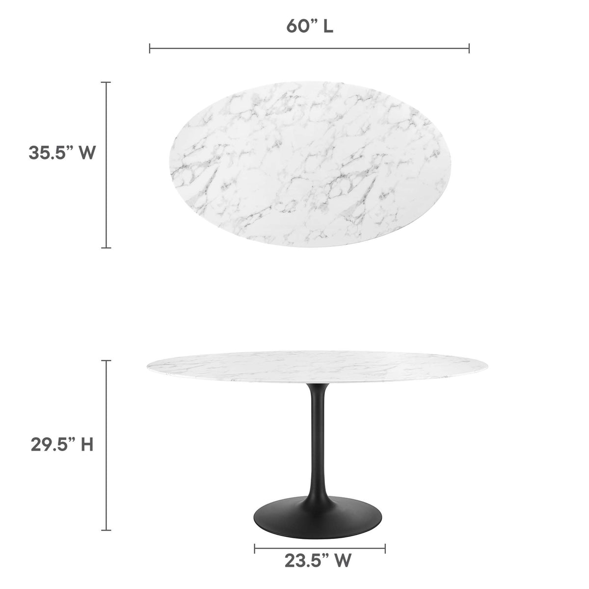 Lippa 60" Oval Faux Marble Dining Table by Modway