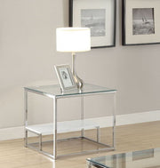 ACME Ruben - End Table - Chrome & Clear Glass | Meri Furniture