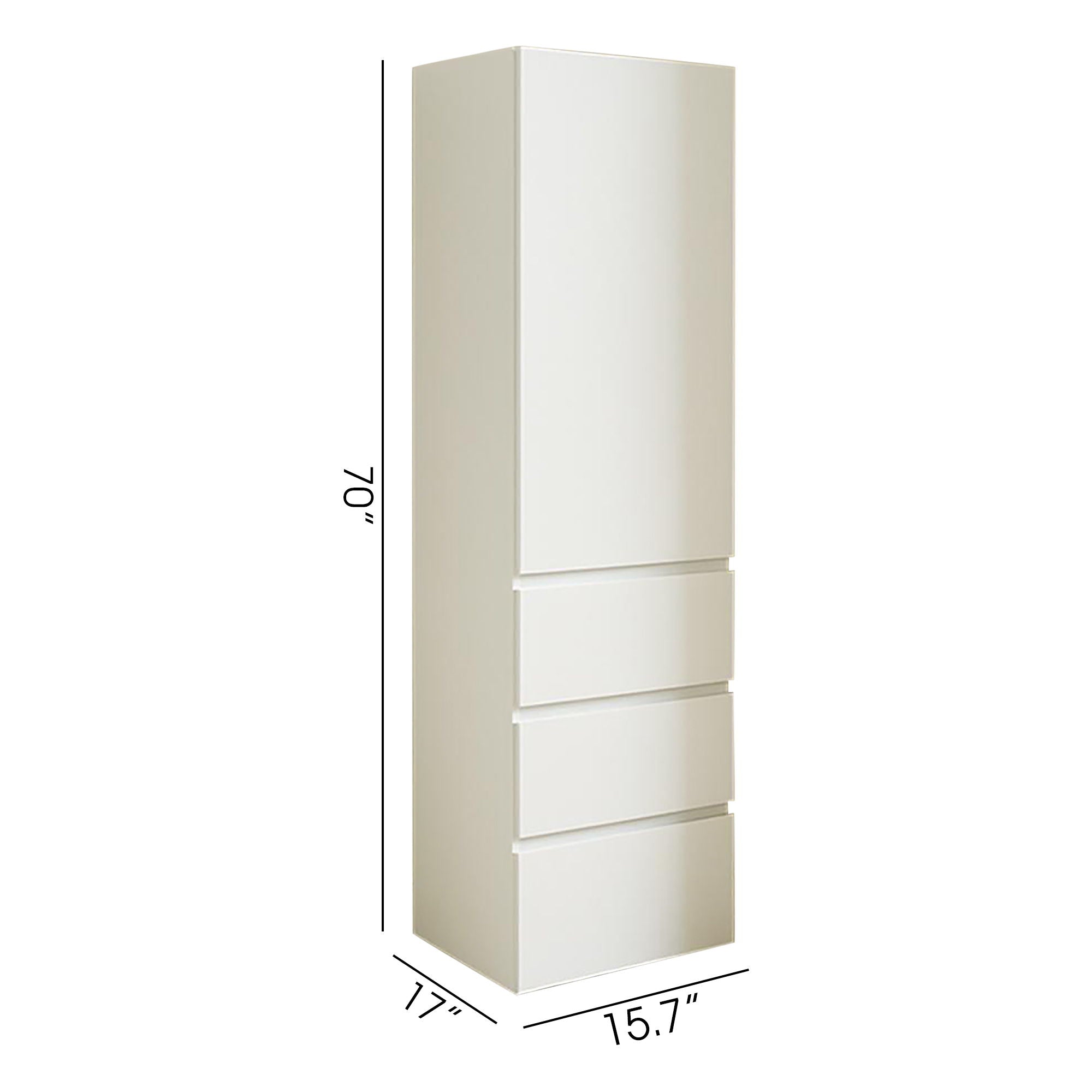 Elise - Slim Modular Wood Closet Cabinet With Drawers In Durable Melamine And Wood 71" Height - White