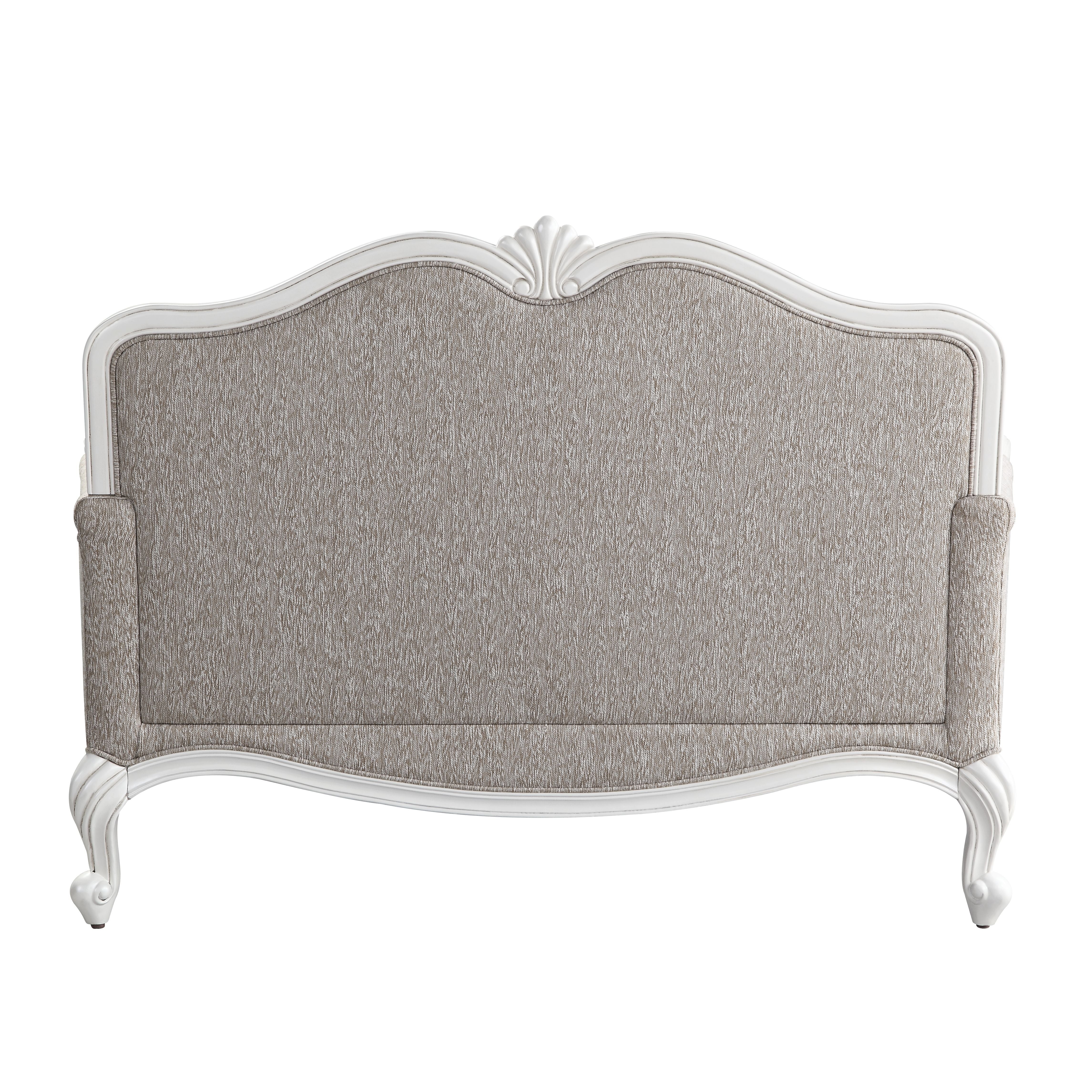 ACME Ciddrenar - Loveseat - Fabric & White Finish | Meri Furniture