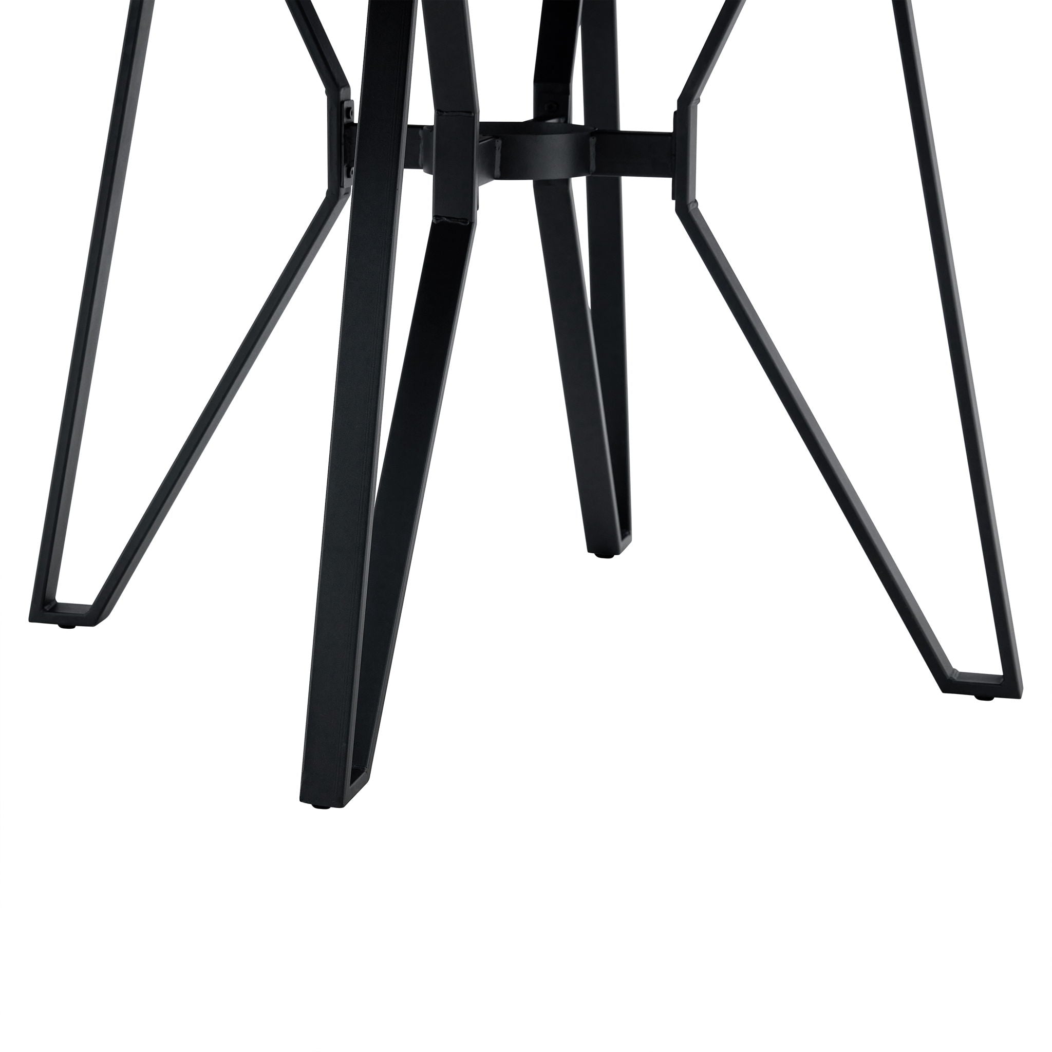 Mid Century Modern Round Dining Table With Metal Legs And Open Shelf