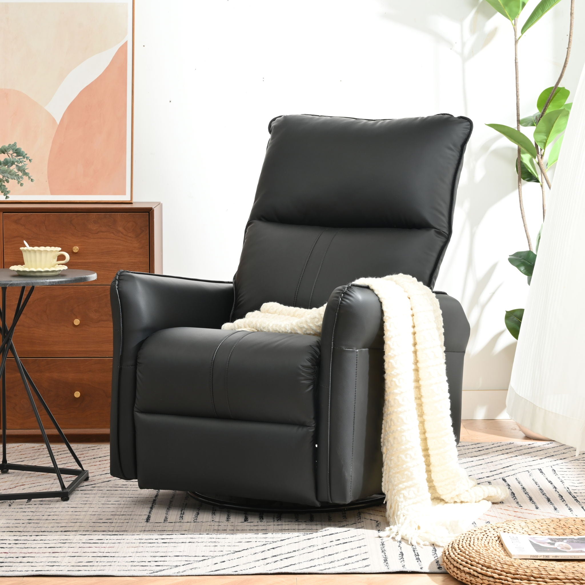 360° Modern Small Rocking Swivel Recliner Chair With Side Pocket