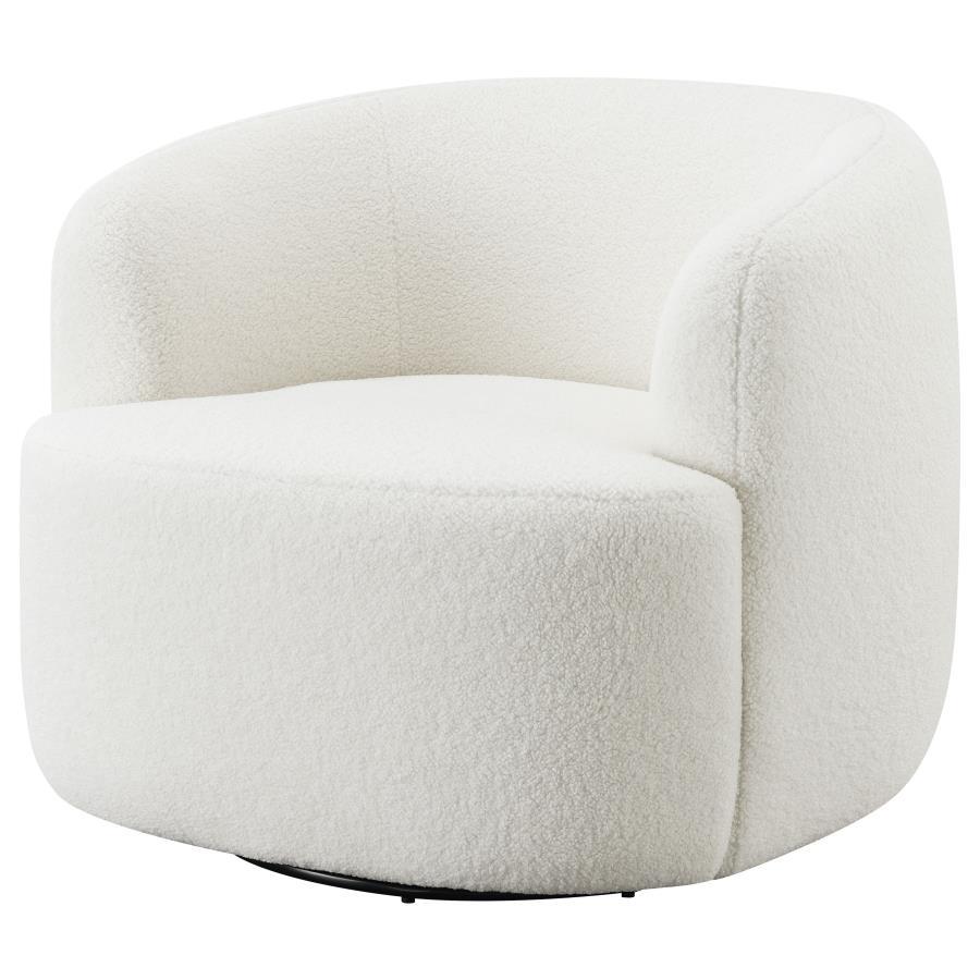 Coaster Fine Furniture Hudson - Faux Sheepskin Upholstered Swivel Chair - Natural | Meri Furniture