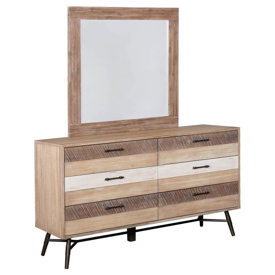 Coaster Fine Furniture Marlow - 6-Drawer Dresser With Mirror - Rough Sawn Multi | Meri Furniture