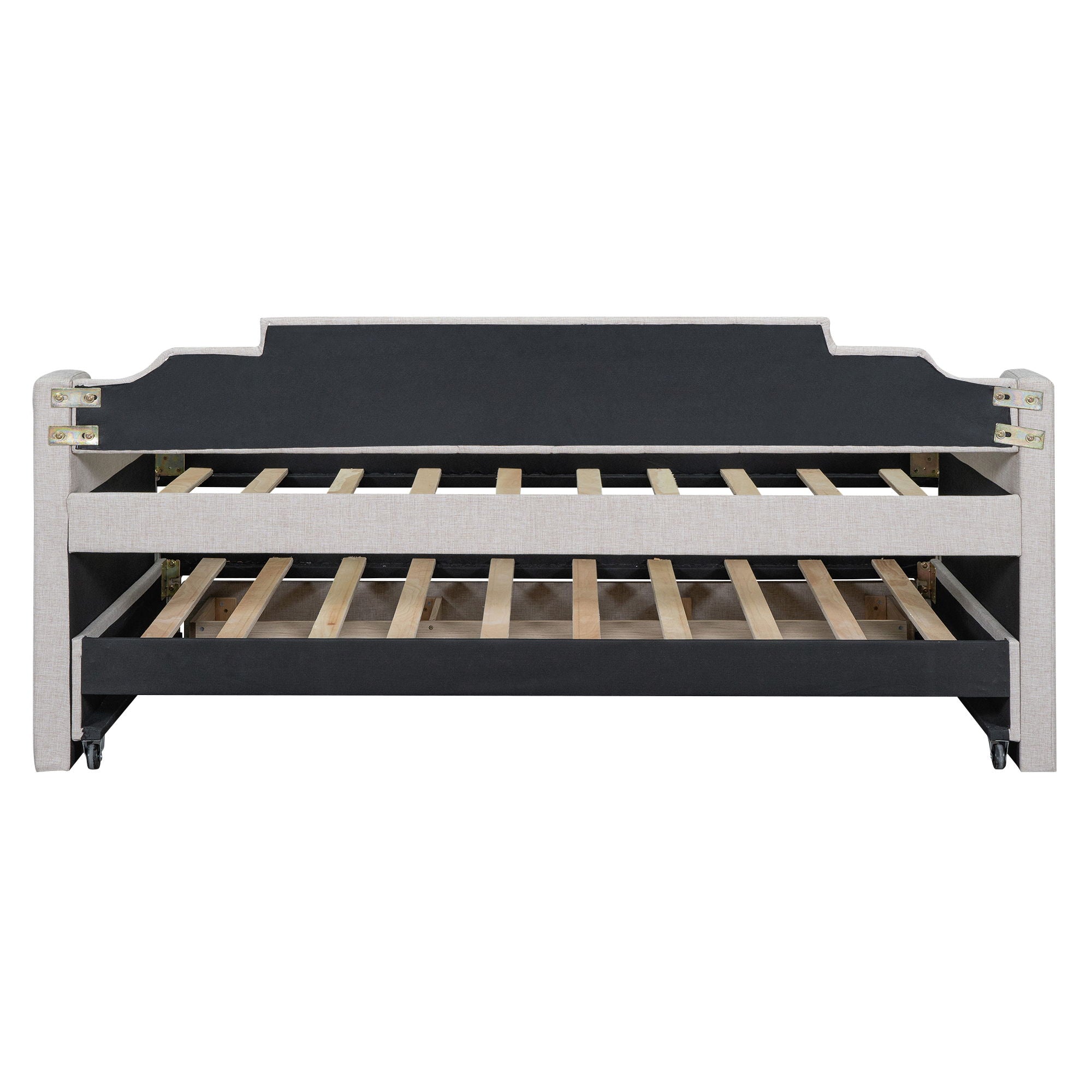 Upholstered Simple Design Daybed With Trundle And 3 Drawers