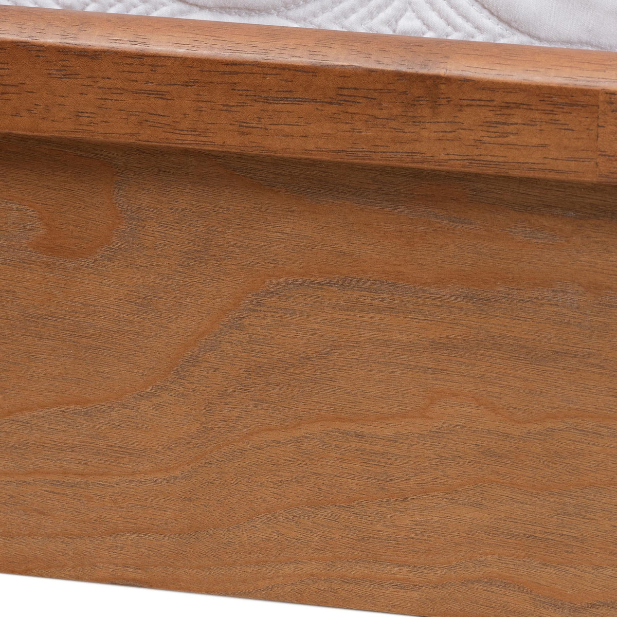 Blossom Classic and Traditional Ash Walnut Finished Wood and Rattan Queen Size Platform Bed
