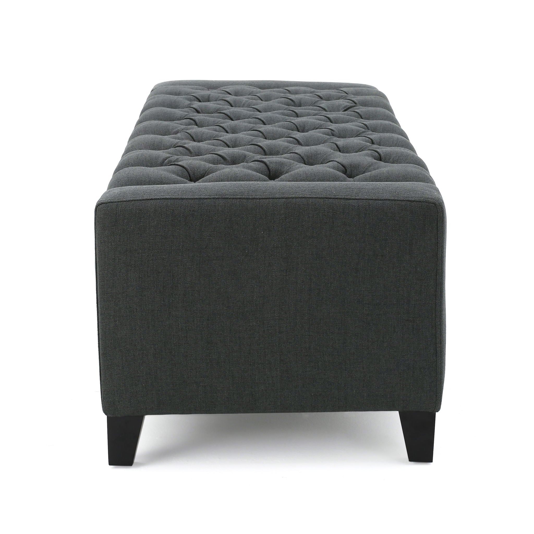 Contemporary Storage Ottoman With Tufted Top - Dark Gray