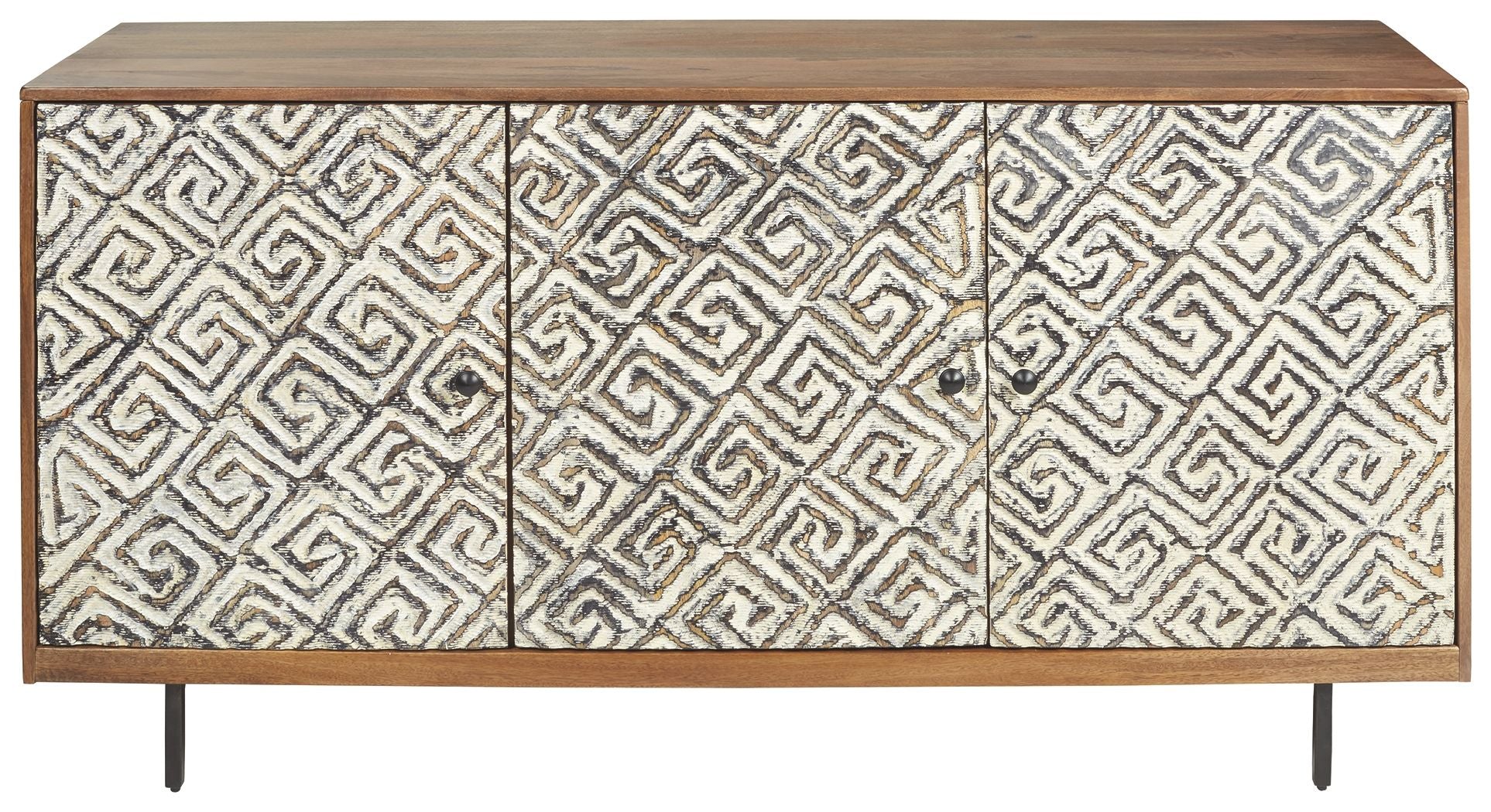 Ashley Furniture Kerrings - Brown / Black/white - Accent Cabinet | Meri Furniture