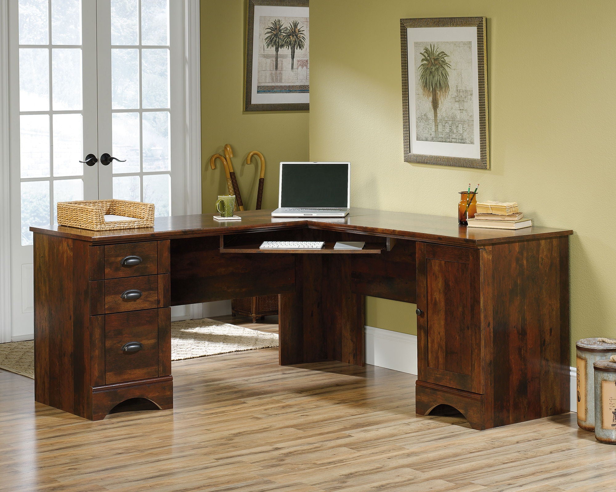 Harbor View Corner Computer Desk Curado Cherry