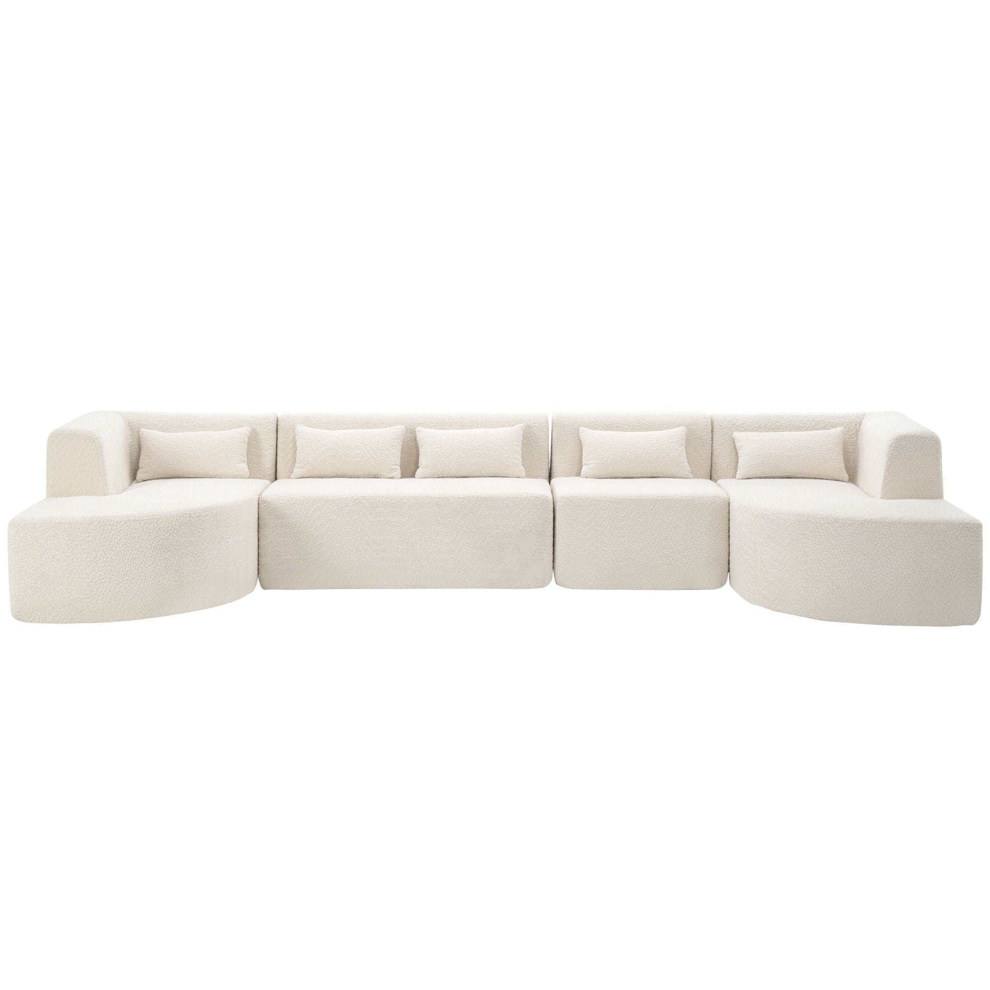 Upholstered Sofa Free Combined Sofa Couch With 2 Chaise Lounge And Five Back Pillows For Living Room