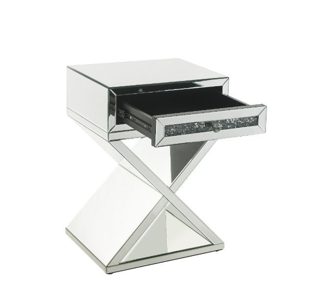 ACME Noralie - Accent Table X-Shaped Base - Pearl Silver - Wood | Meri Furniture