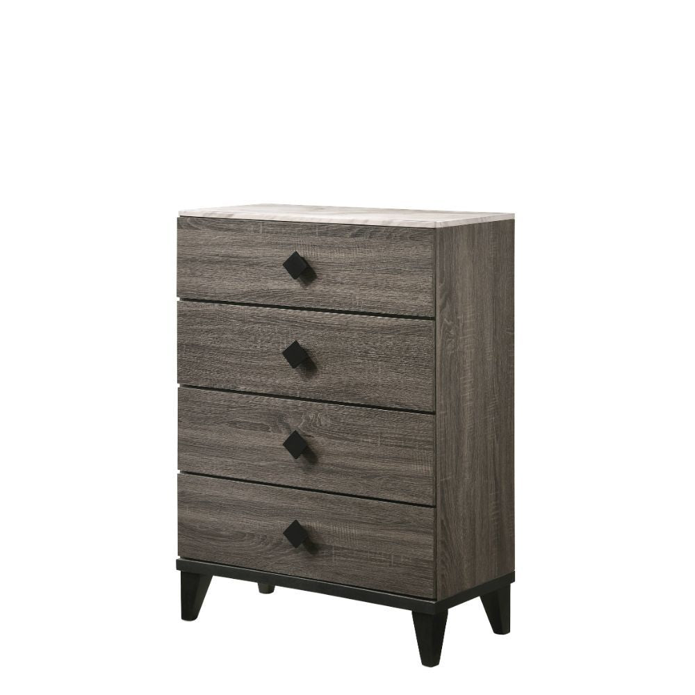 ACME Avantika - Chest - Faux Marble & Rustic Gray Oak | Meri Furniture