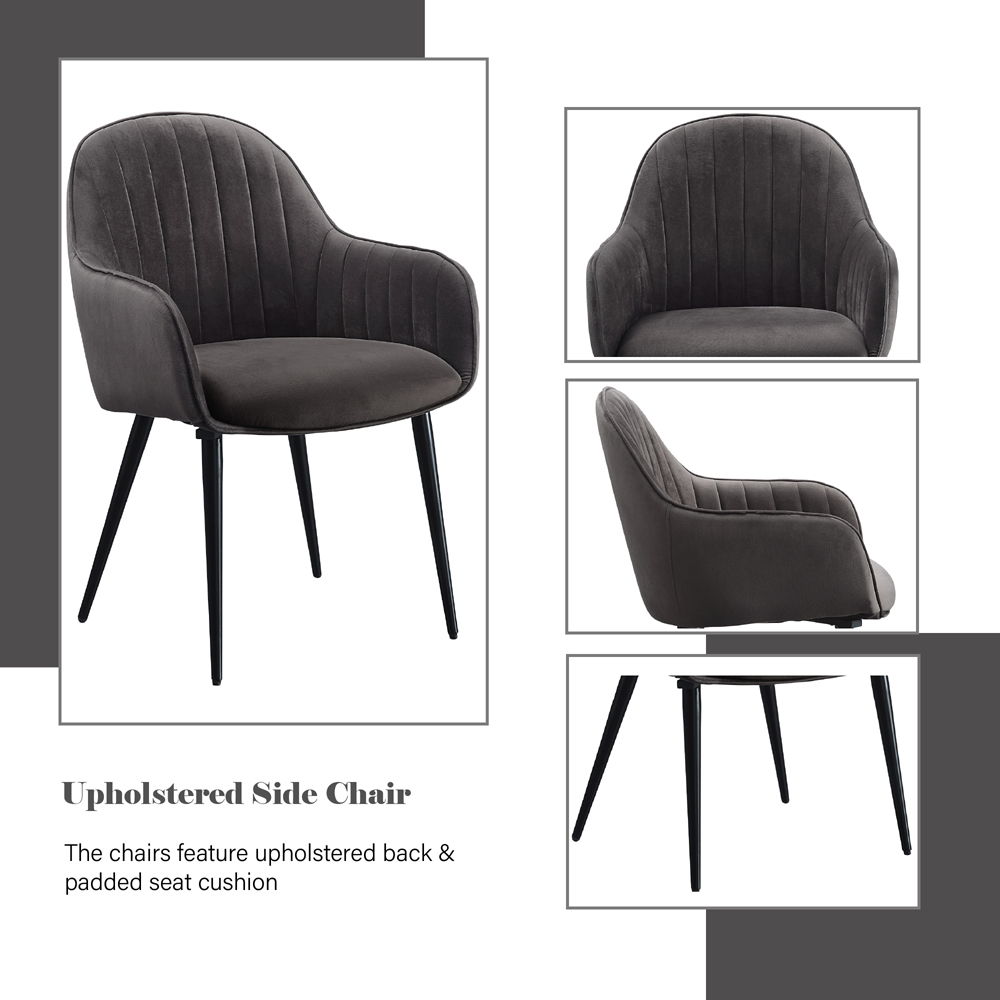 Caspian - Side Chair Set of 2) - Dark Gray Fabric & Black