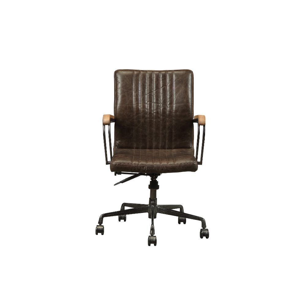 ACME Joslin - Executive Office Chair - Distress Chocolate Top Grain Leather | Meri Furniture