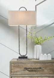 Ashley Furniture Bennish - Antique Silver Finish - Metal Table Lamp | Meri Furniture