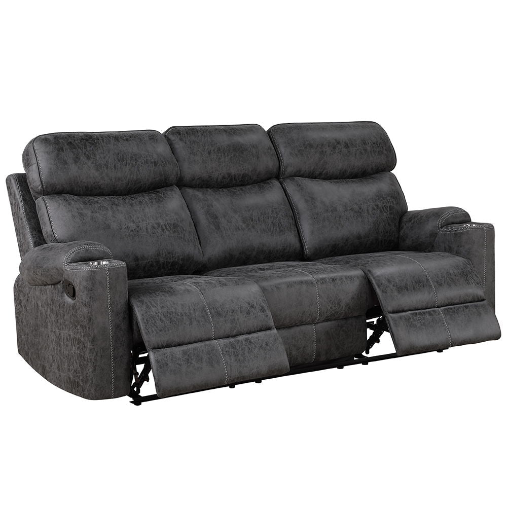 ACME Hirah - Motion Sofa - Dark Gray Polish Microfiber | Meri Furniture