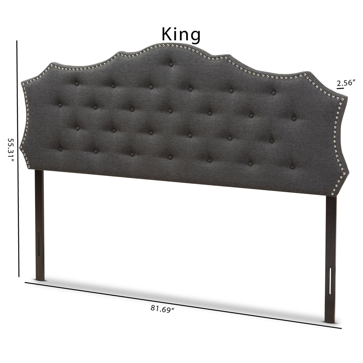 Aurora Modern and Contemporary Dark Grey Fabric King Size Headboard