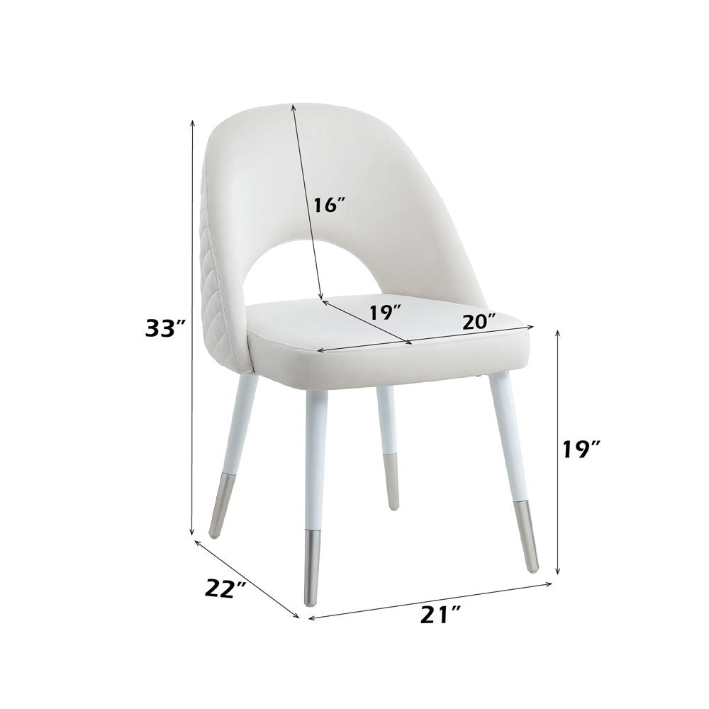 Zemirah - Side Chair Set of 2) - White Velvet & White Gloss
