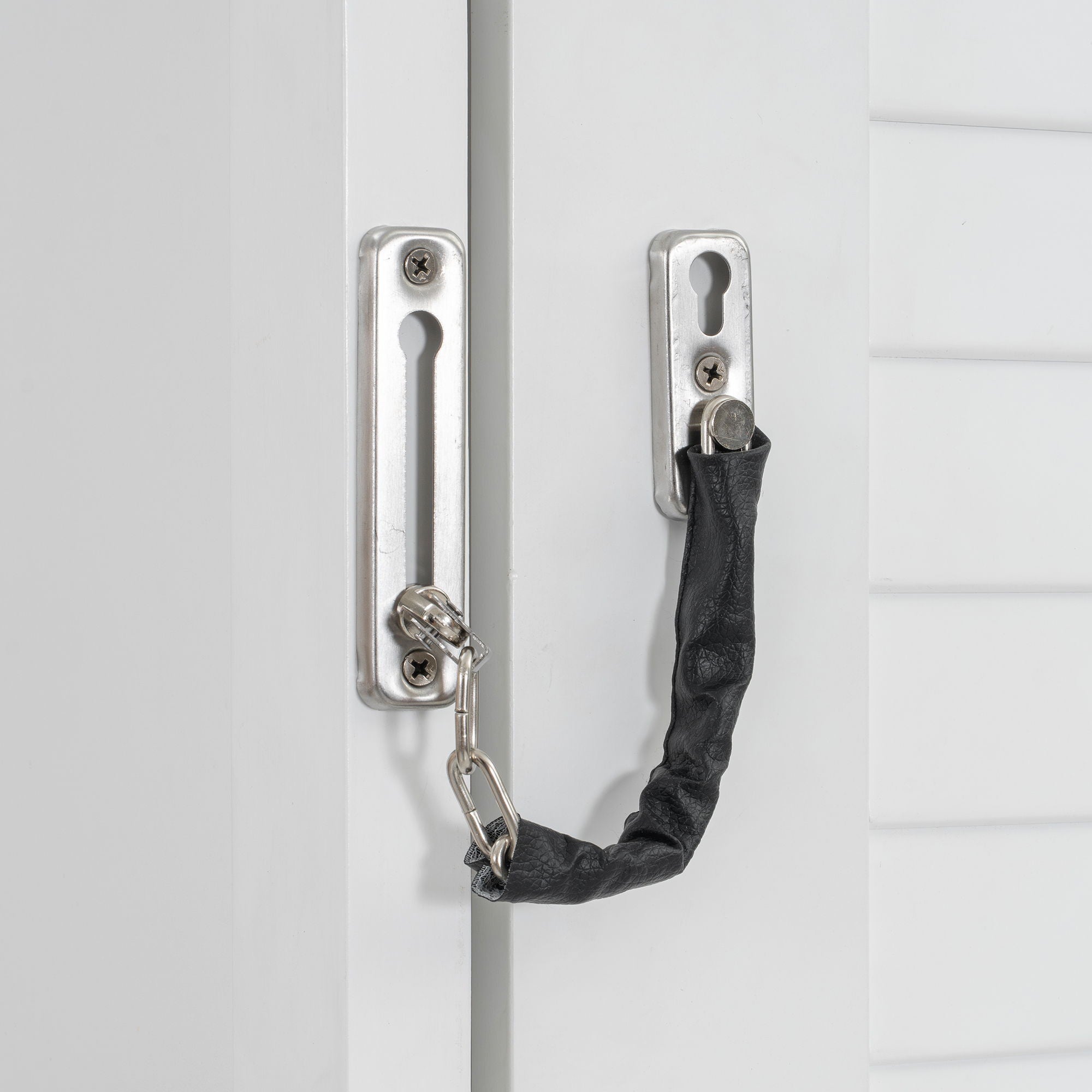 Queen Size Murphy Bed With Louvered Design And Multiple Storage Shelves - White