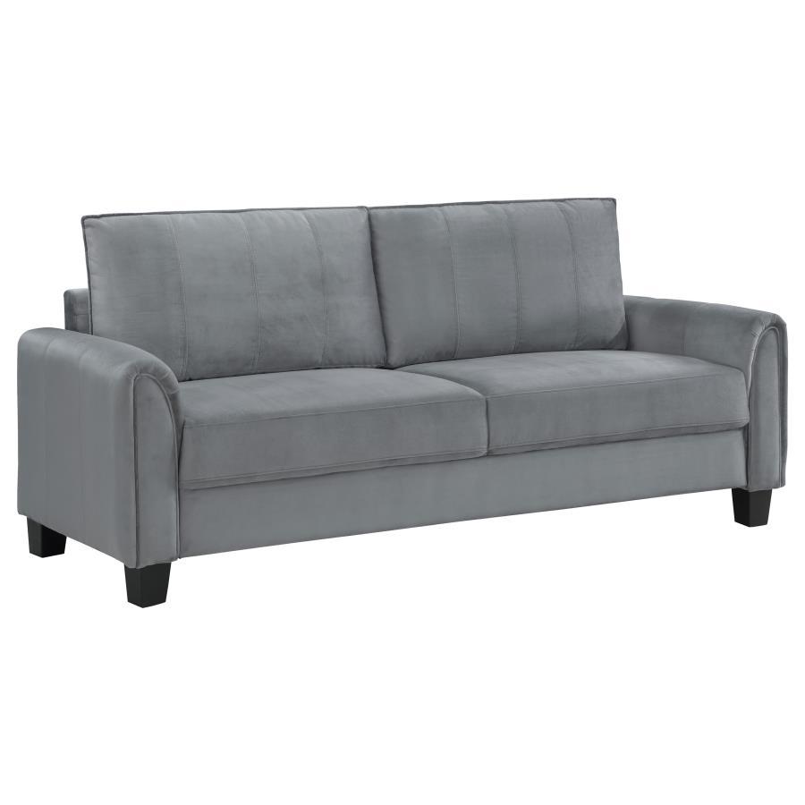 Coaster Fine Furniture Davis - Upholstered Rolled Arm Sofa - Gray | Meri Furniture